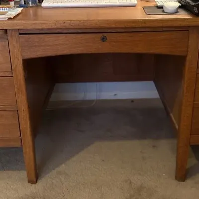 Large Vintage Oak Desk (contents not included)
