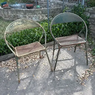 Set of 3 Vintage Metal Patio Chairs (one not pictured)