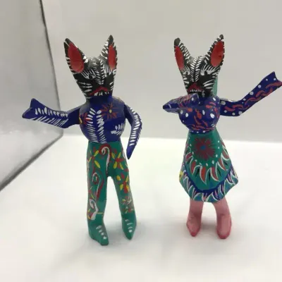 Small Oaxacan Painted Wood Alebrije Figures- Cats 