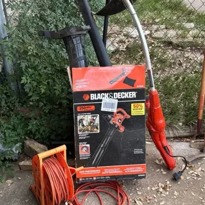 Corded Leaf Blower and Weed Whacker with Extension Cord Reel