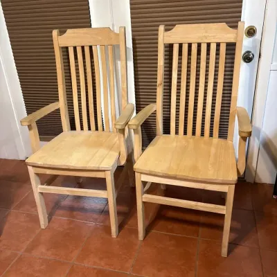 Pair of Natural Wood Dining/Captain Chairs 