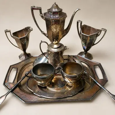 SILVER-PLATED TEA SET
