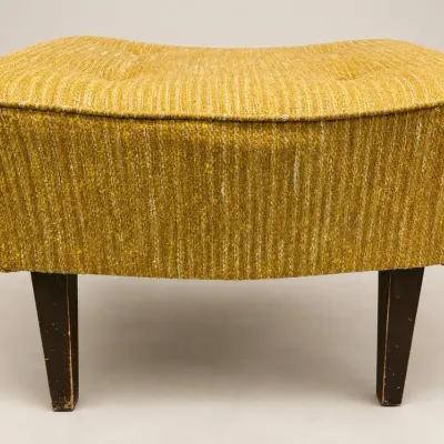 MCM MUSTARD YELLOW TWEED OTTOMAN 