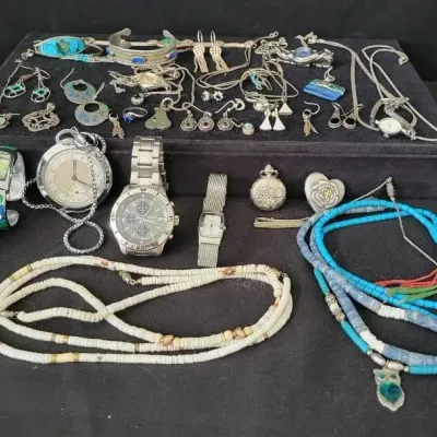 STERLING SILVER JEWELRY WITH SOME WATCHES