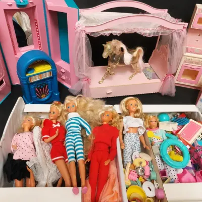 1980s BARBIES, CLOTHES, FURNITURE, ACCESSORIES, AND MORE