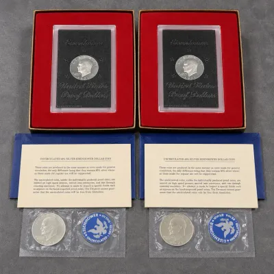 UNCIRCULATED 40% SILVER 1971 EISENHOWER DOLLAR COINS