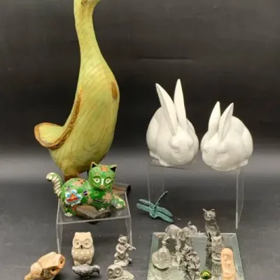 Duck and Rabbit Figures and Mini Pewter Animal Lot