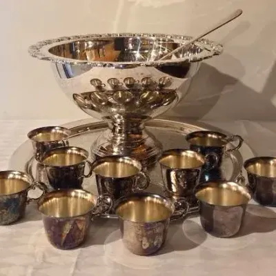 Silverplate Punch Bowl Set