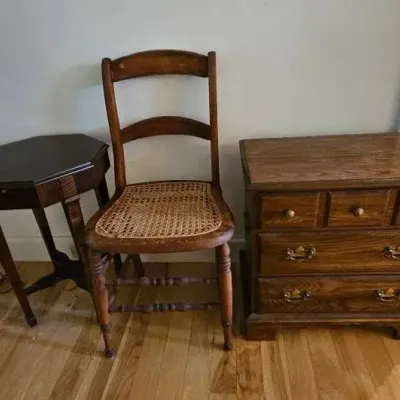 Caned Chair, Pennsylvania House Night Stand & Small Table