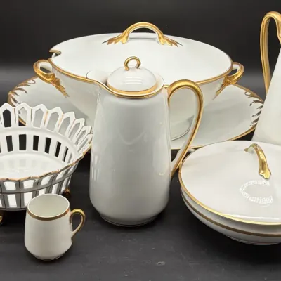 White & Gold China Pieces including Noritake