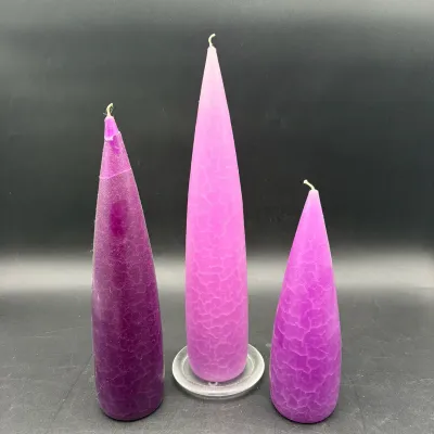 (3) Purple Crackled Styled Candles