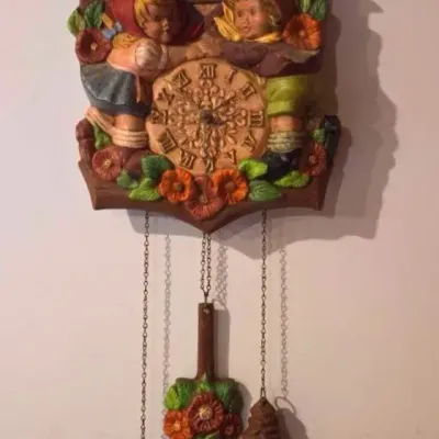 Vintage Handpainted Chalet Style Wall Clock