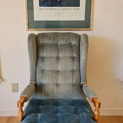 Blue Velvet Chair & Literacy Print Signed