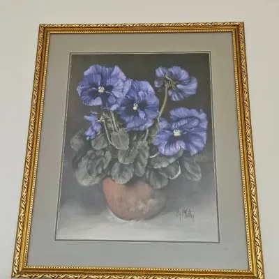 African Violet Print Signed