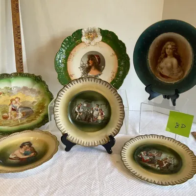 Vintage And Antique Portrait Cabinet Display Plates