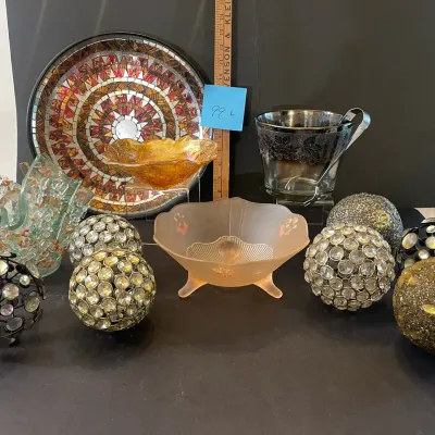Cool Ice Bucket, Carnival Glass Bowl, Art Glass Vase, Mosaic Dish, Fenton Pink Glass Bowl