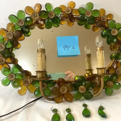 Vintage Glass Flower Mirror