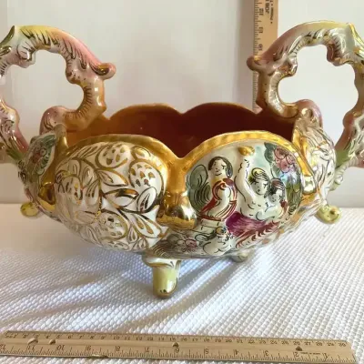 Capodimonte porcelain figural centerpiece bowl
