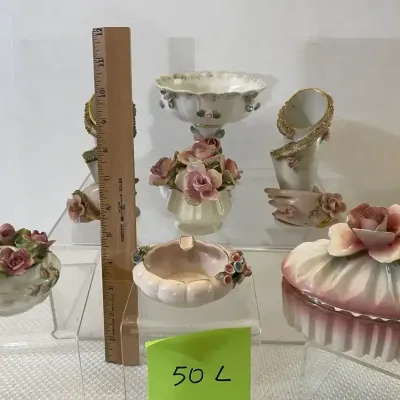 Vintage Porcelain Flower Decor, Hand Vases