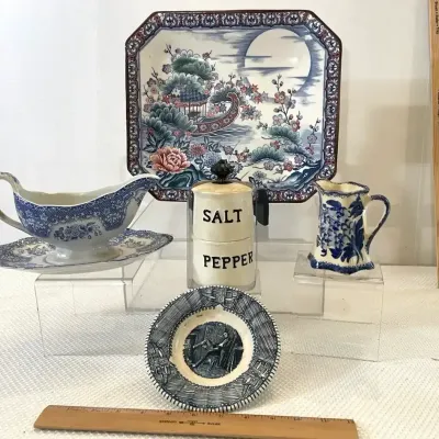 Blue and White Ceramics, Vintage and Modern Day, Japanese Platter