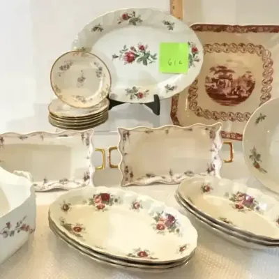 Variety Of Floral China, And A Transferwear Platter