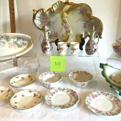 Floral Pink China Pieces, Mostly Handpainted