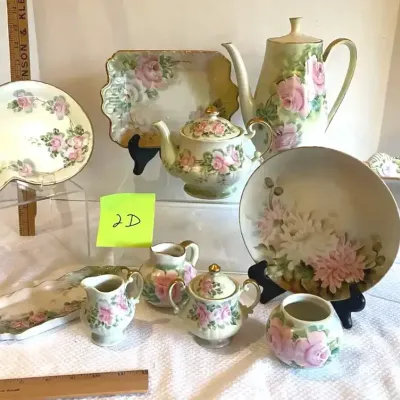 Hand-Painted Floral Pink China Pieces