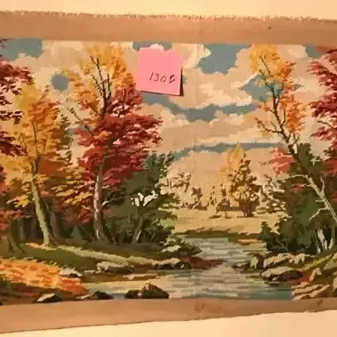 Large Handmade Needlepoint, Fall Scene