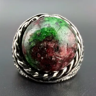 Zoisite Stainless Steel Statement Ring 