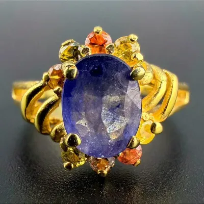 Sapphire Gold Vermeil Sterling Silver Ring 