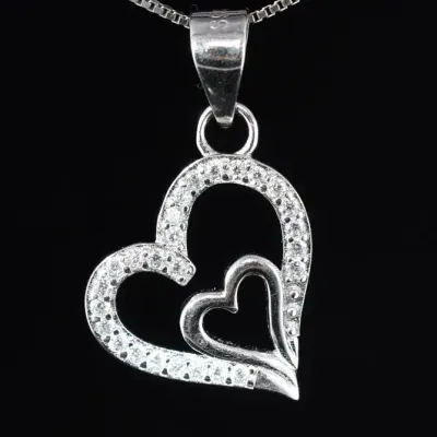 Moissanite Sterling Silver Heart Pendant