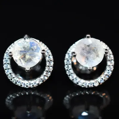Fire Opal Sterling Silver Stud Earrings