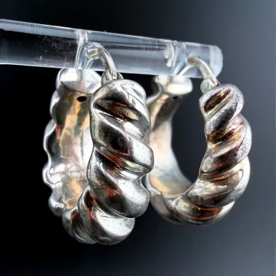 Sterling Silver Twisted Hoop Earrings