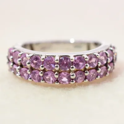 Pink Sapphire Sterling Silver Line Ring