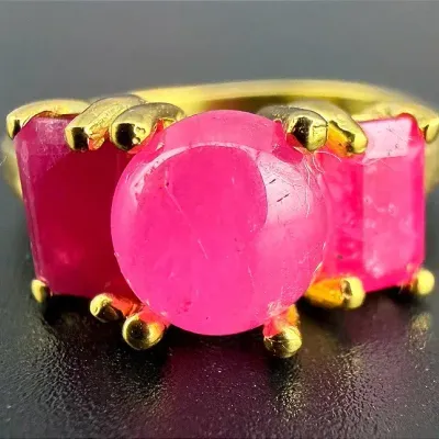 Ruby Gold Vermeil Sterling Silver Ring 