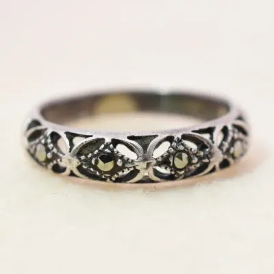 Marcasite Sterling Silver Ornate Band Ring