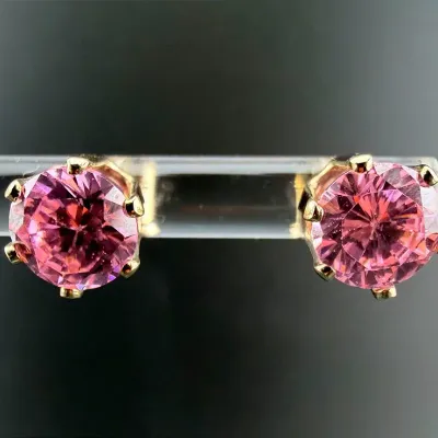 Pink Stone Gold Vermeil Sterling Silver Stud