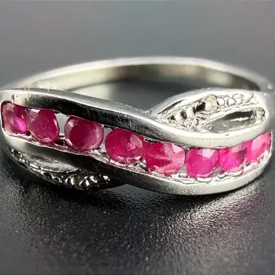 Ruby & Diamond Sterling Silver Ring 