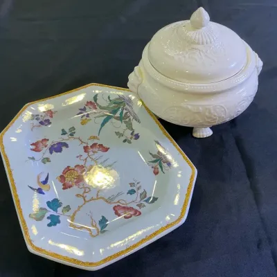 Wedgewood Devon Rose Platter And Patrician Lidded Dish 