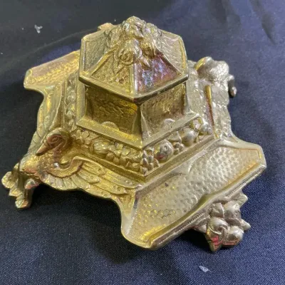 Vintage Brass Ink Well 