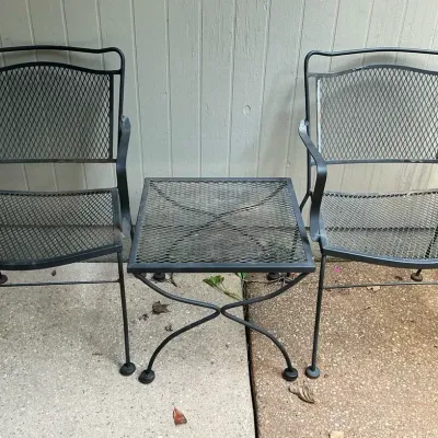 Wrought Iron Chairs & Table 