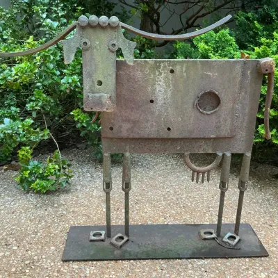 Bill Heise Iron Longhorn Cattle Sculpture (29 x 25)