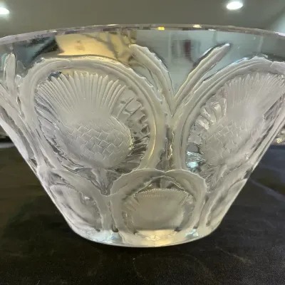 Lalique France Chandons Thistle French Crystal Bowl 