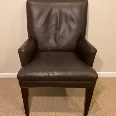 Dark Brown Leather Crate & Barrel Miles Arm Chair