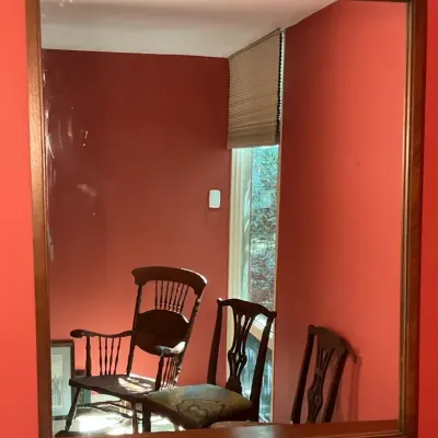 Vintage Wooden Rectangular Mirror (46” H X 38” W X 1.5” D)