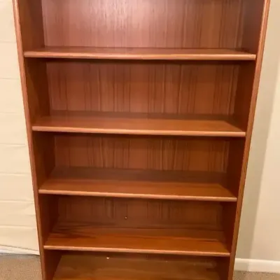 Mid-Century Modern Teak Bookcase (59.75” H X 35” W X 11.25 D)
