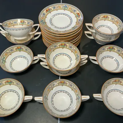 Minton Grasmere Footed Bouillon Cup & Saucer Set 