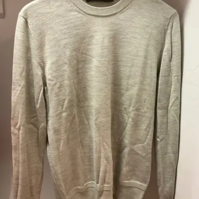 Louis Vuitton Grey Crew neck Wool Blend Sweater With Leather Elbow Pads