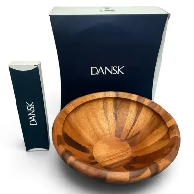 Dansk Wood Classics Salad Bowl & Utensils (New)