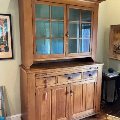 Antique Stripped Pine Stepback Cupboard (19 x 54.5 x 84)